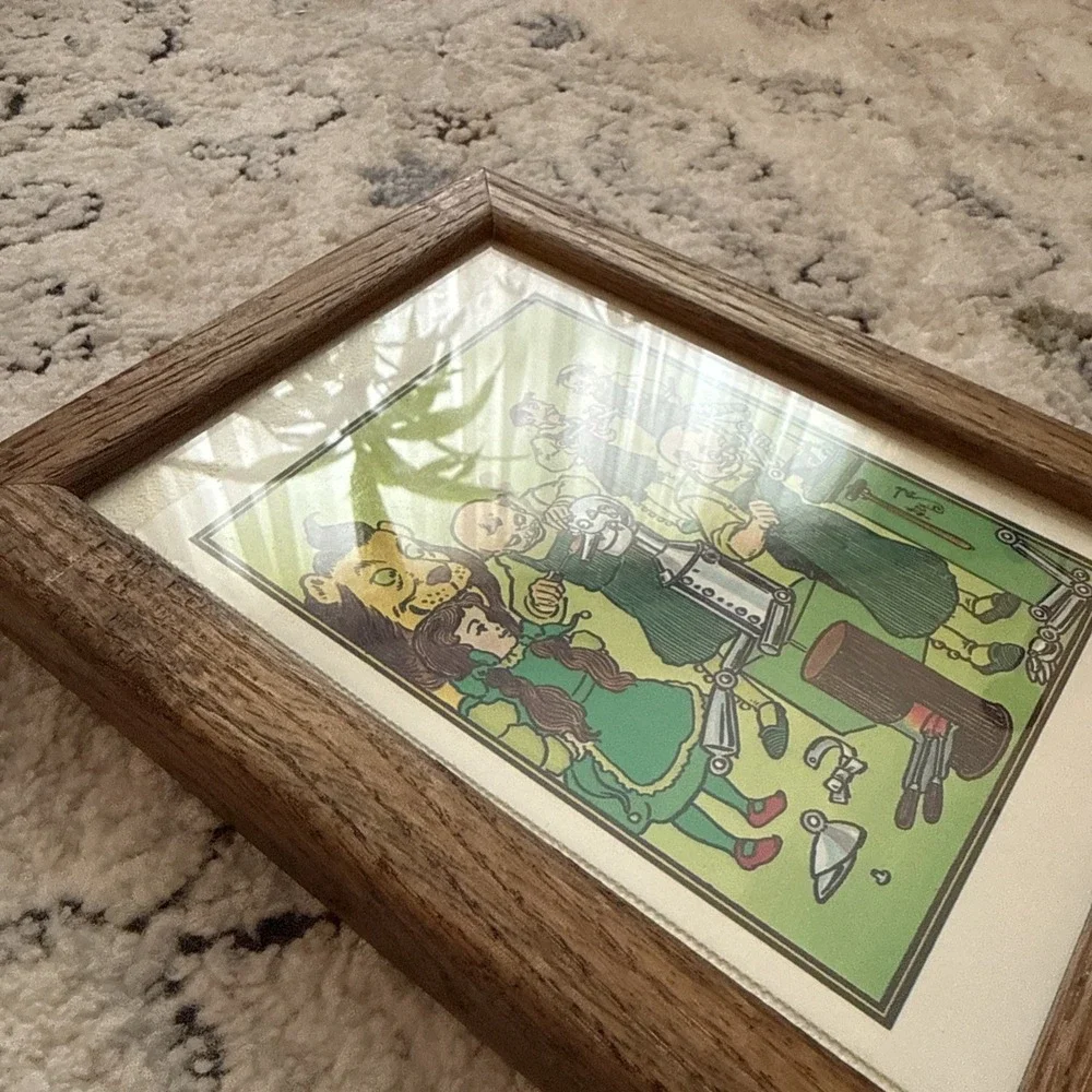 Vintage Real Wood Frame Postcard Wizard Of Oz 1986 5 X 7